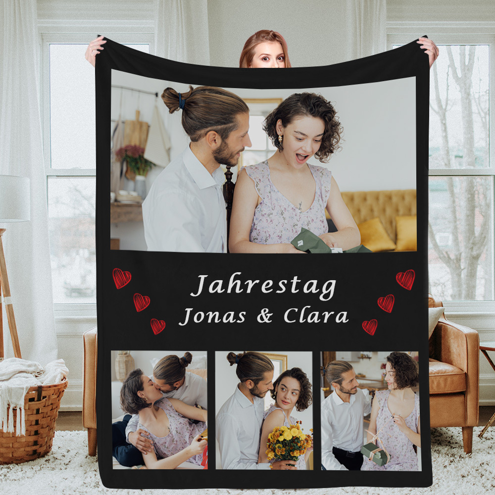 Personalisierte Collage Fotodecke Mit Text Individuelle Decke Geschenk Zur Hochzeit Jahrestag Oder Weihnachten