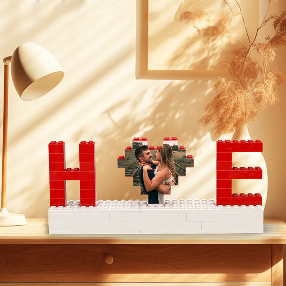 Personalisierbares Foto Baustein Puzzle mit Zwei Buchstaben Individuelle Baustein Geschenke für Paare