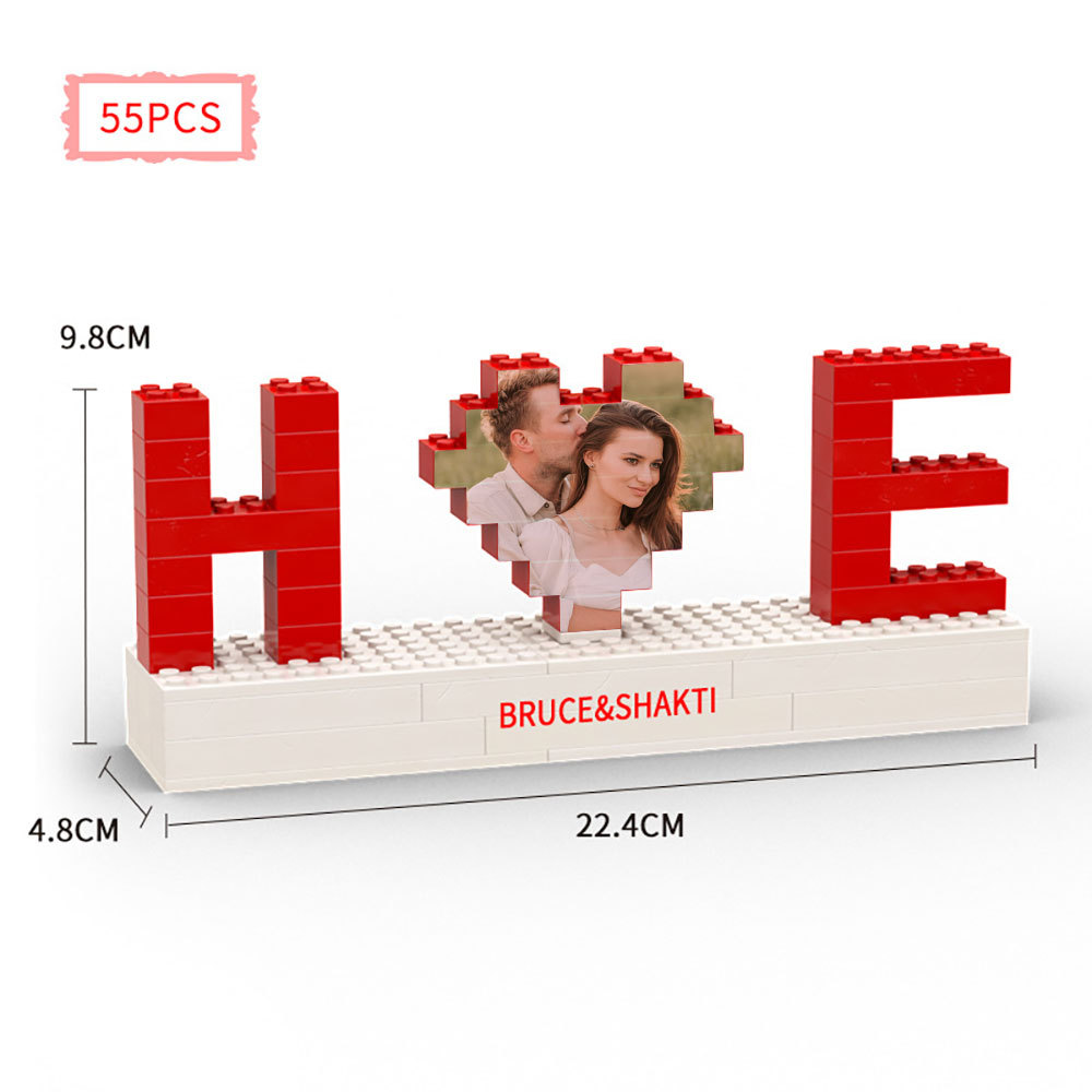 Personalisierbares Foto Baustein Puzzle mit Zwei Buchstaben Individuelle Baustein Geschenke für Paare