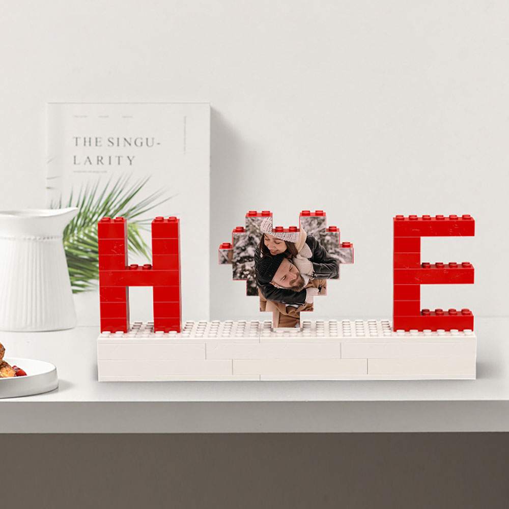 Personalisierbares Foto Baustein Puzzle mit Zwei Buchstaben Individuelle Baustein Geschenke für Paare