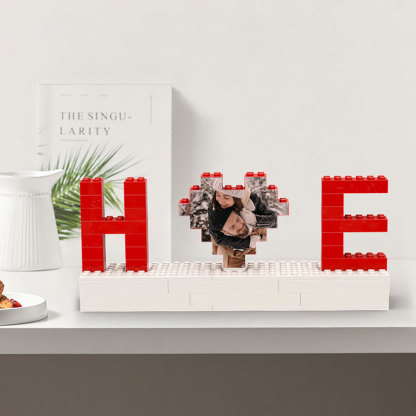 Personalisierbares Foto Baustein Puzzle mit Zwei Buchstaben Individuelle Baustein Geschenke für Paare