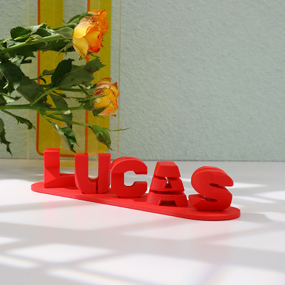 Maßgefertigte Doppelnamen-Illusions-Love 3D Gedruckte Personalisierte Wendeschrift Namensschild Beidseitig Anpassbare Wörterplatte