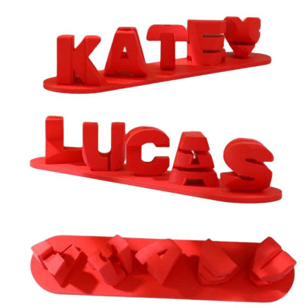 Maßgefertigte Doppelnamen-Illusions-Love 3D Gedruckte Personalisierte Wendeschrift Namensschild Beidseitig Anpassbare Wörterplatte