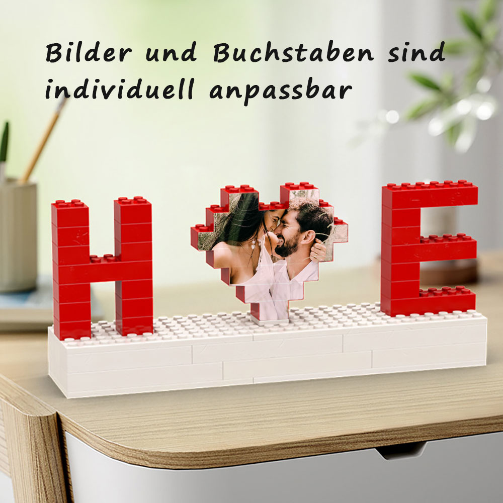 Personalisierbares Foto Baustein Puzzle mit Zwei Buchstaben Individuelle Baustein Geschenke für Paare