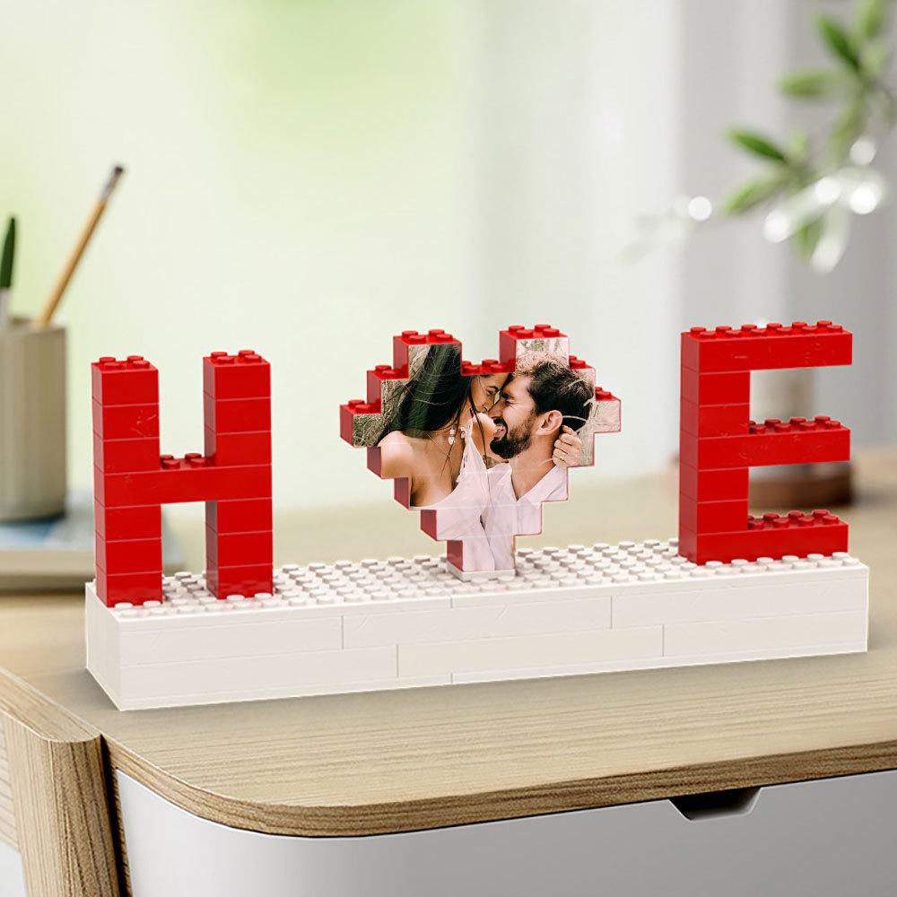 Personalisierbares Foto Baustein Puzzle mit Zwei Buchstaben Individuelle Baustein Geschenke für Paare