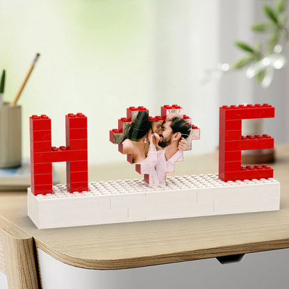 Personalisierbares Foto Baustein Puzzle mit Zwei Buchstaben Individuelle Baustein Geschenke für Paare