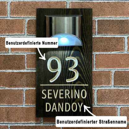 Solarbeleuchtete Personalisierte Hausnummerntafel Outdoor Wasserdicht LED Adressschild für Tür