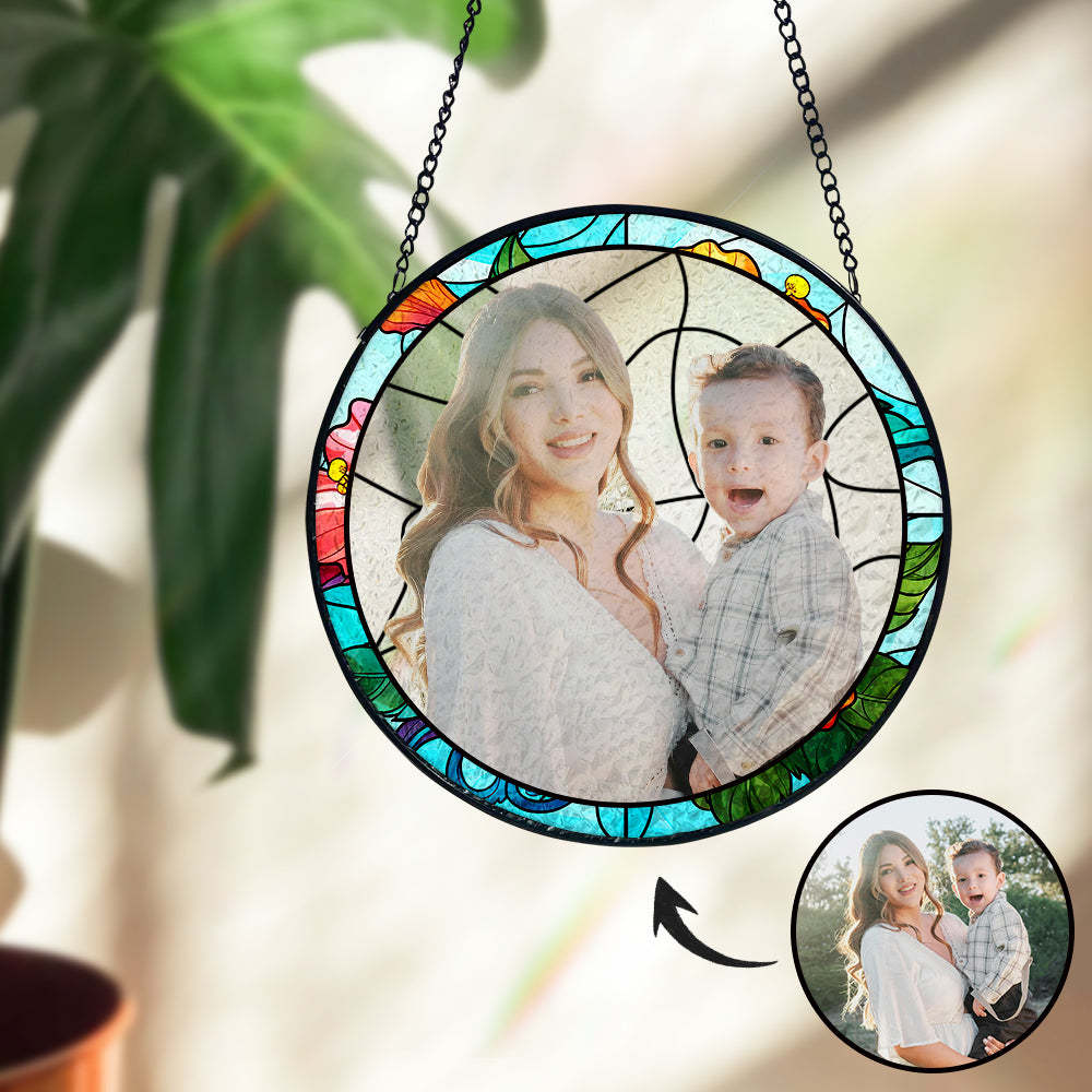 Personalisierter Foto Buntglas Fensteranhänger Sonnenfänger Zum Muttertagsgeschenk Weihnachtsgeschenk