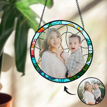 Personalisierter Foto Buntglas Fensteranhänger Sonnenfänger Zum Muttertagsgeschenk Weihnachtsgeschenk
