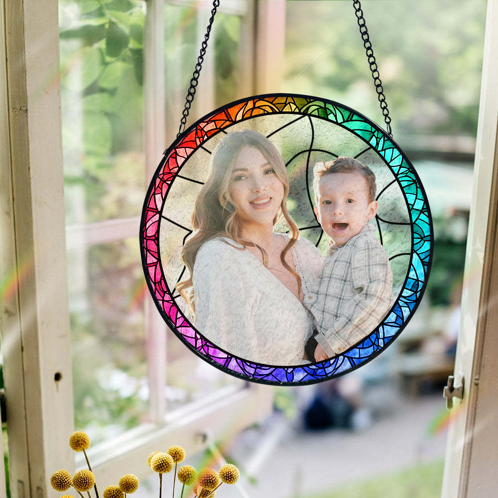Personalisierter Foto Buntglas Fensteranhänger Sonnenfänger Zum Muttertagsgeschenk Weihnachtsgeschenk