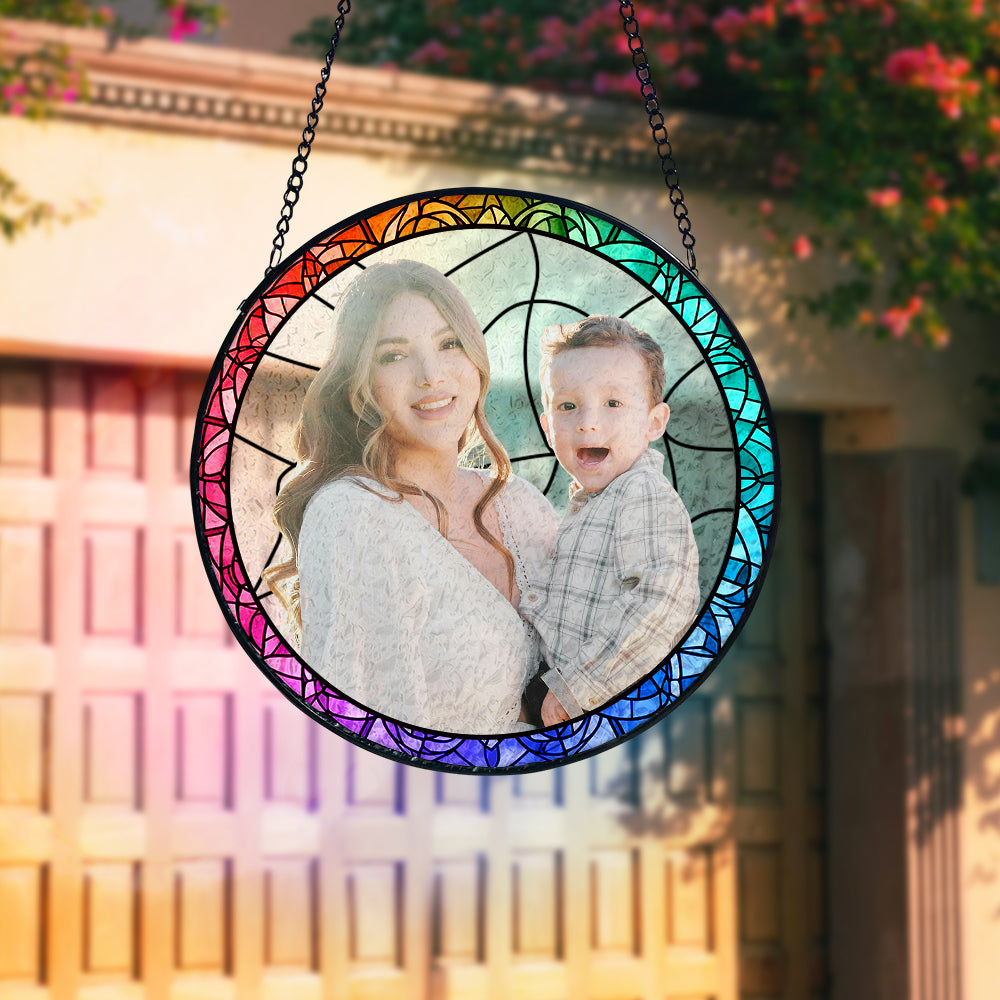 Personalisierter Foto Buntglas Fensteranhänger Sonnenfänger Zum Muttertagsgeschenk Weihnachtsgeschenk