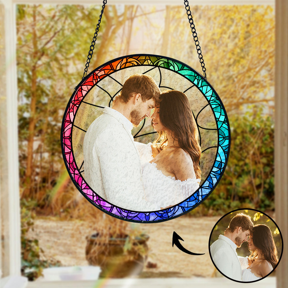 Personalisierter Foto Buntglas Fensteranhänger Sonnenfänger Zum Muttertagsgeschenk Weihnachtsgeschenk
