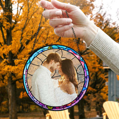 Personalisierter Foto Buntglas Fensteranhänger Sonnenfänger Zum Vatertagsgeschenk