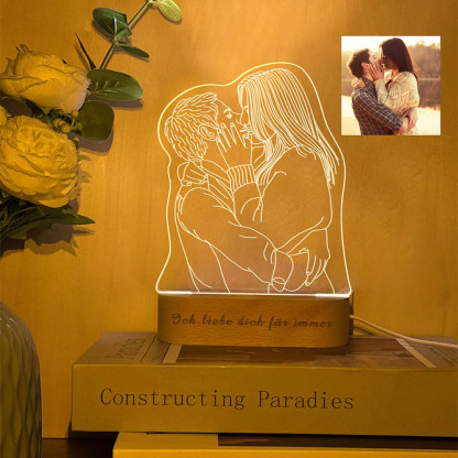 Personalisierte 3D Fotolampe mit Gravur Nachtlicht mit Bild und Text für Paare