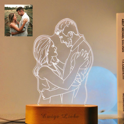Personalisierte 3D Fotolampe mit Gravur Line Art Porträt Nachtlicht Geschenk zur Hochzeit oder zum Jahrestag