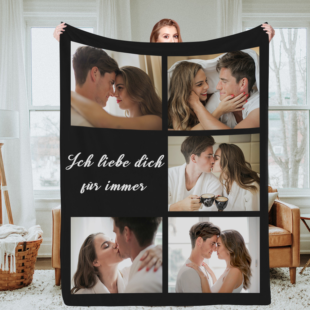 Personalisierte Fotodecke Mit Collage Und Text Gedenkdecke Weihnachten Geschenk Für Hochzeitspaar