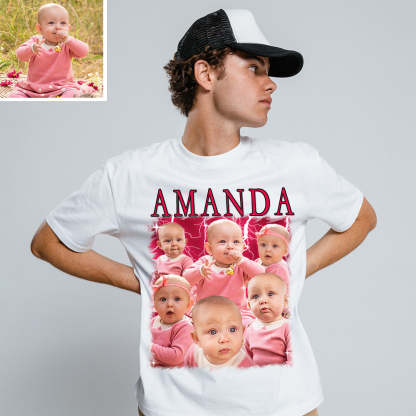 Unisex Personalisierte Foto und Text Vintage Blitz T-Shirt