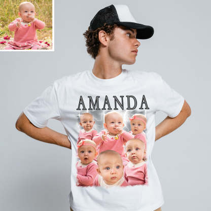 Unisex Personalisierte Foto und Text Vintage Blitz T-Shirt