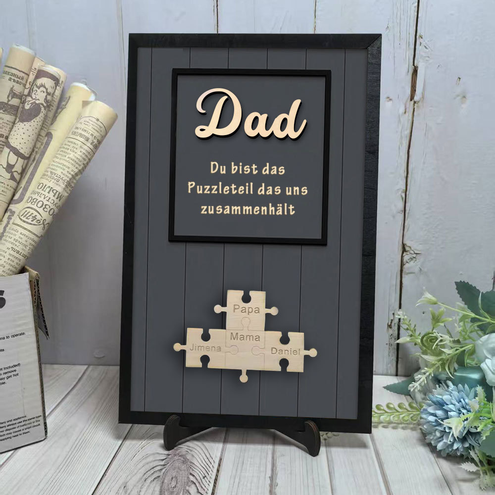 Personalisierte Holzpuzzle Tafel zum Vatertag Du Bist Das Teil Das Uns Zusammenhält Geschenk von Kindern für Papa oder Opa