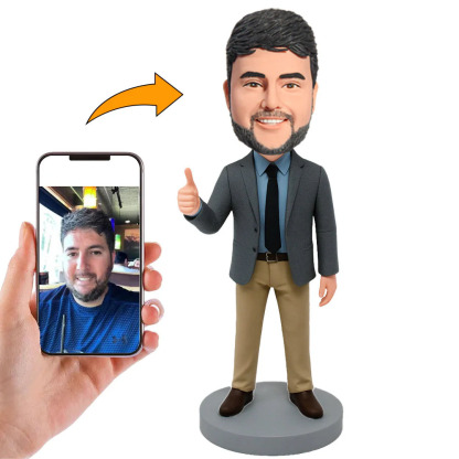 Handgefertigte Wackelkopf-Geschenke für Chefs mit Daumen hoch