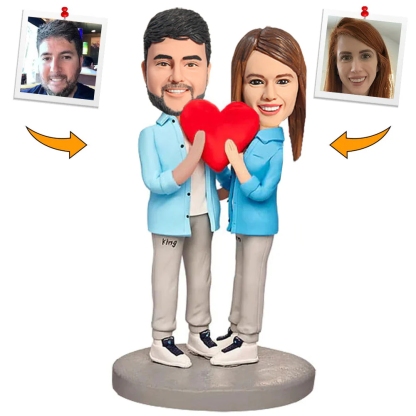 Individuelle Wackelköpfe Braut und Bräutigam Handgefertigt mit Herz Geschenk zum Jubiläum