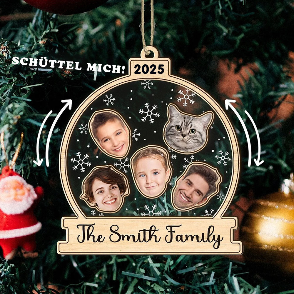Personalisierter Familiengesicht Foto 4D Wackelkopf Ornament Weihnachtsmann Weihnachtsbaum Andenken Geschenk 2025
