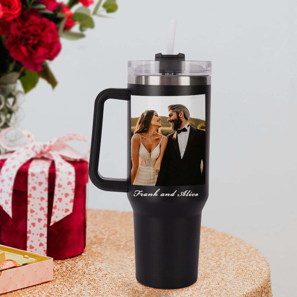 Personalisierter Edelstahl Tumbler mit Griff 1,2L Foto Becher