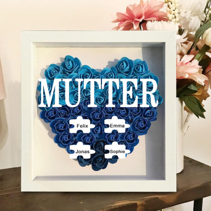 Personalisierte Blumen Schattenbox Individueller Rosenrahmen Mit 1-6 Namen Muttertagsgeschenk Für Mama Oma