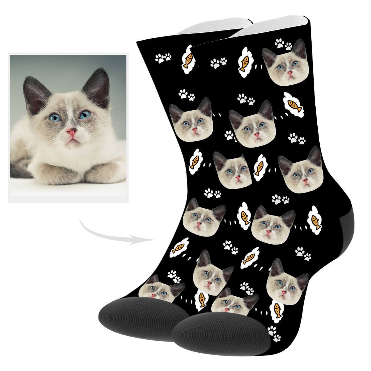 Personalisierte Katzenfoto Socken Geschenk Für Katzenliebhaber