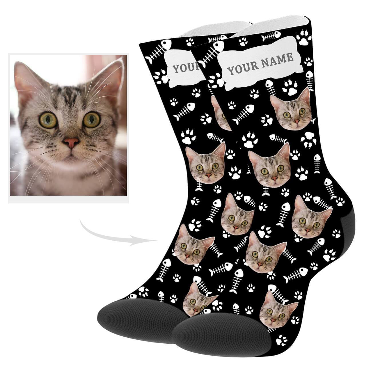 Personalisierte Katzenfoto Socken Mit Bild Und Text