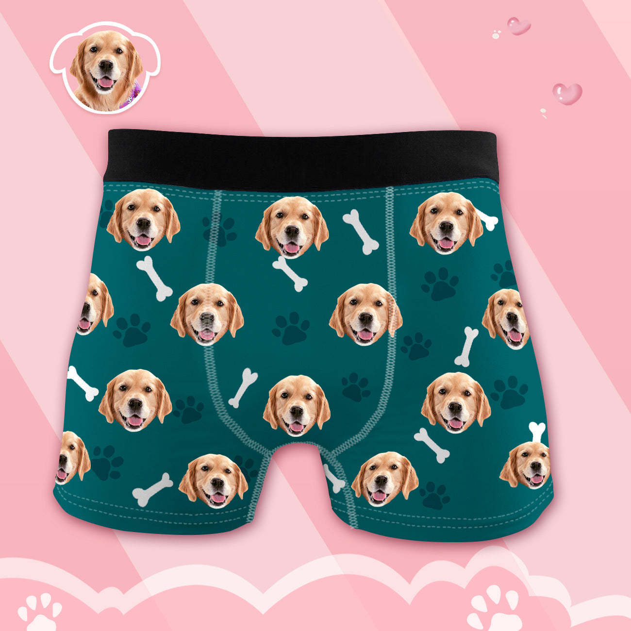 Herren Boxershorts mit Hundefoto Personalisierte Haustier Unterwäsche mit Hundegesicht