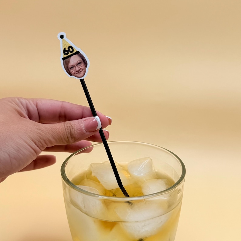 Custom Face Cocktail Stirrers, Custom Cocktail Picks, Face Swizzle stick, Face Party decor, Photo drink stirrers image 1