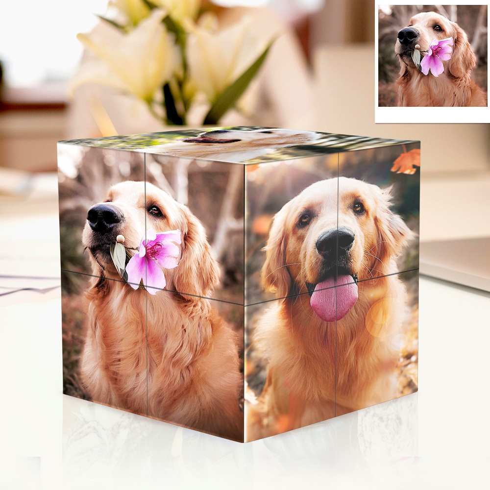 Personalisierter Holz Foto Würfel Unendlich Faltwürfel mit 9 Bildern Geschenk für Vater