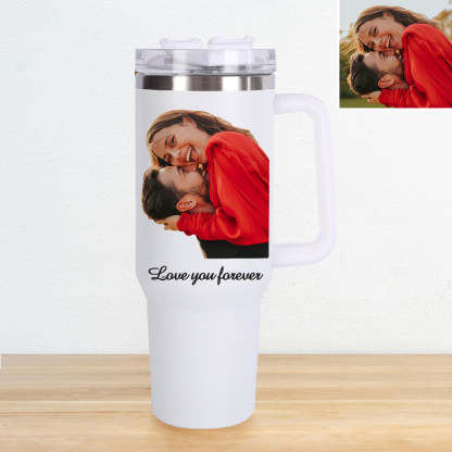 Personalisierter Edelstahl Tumbler mit Griff 1,2L Foto Becher