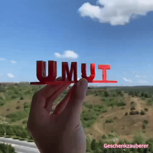 Maßgefertigte Doppelnamen-Illusions-Love 3D Gedruckte Personalisierte Wendeschrift Namensschild Beidseitig Anpassbare Wörterplatte