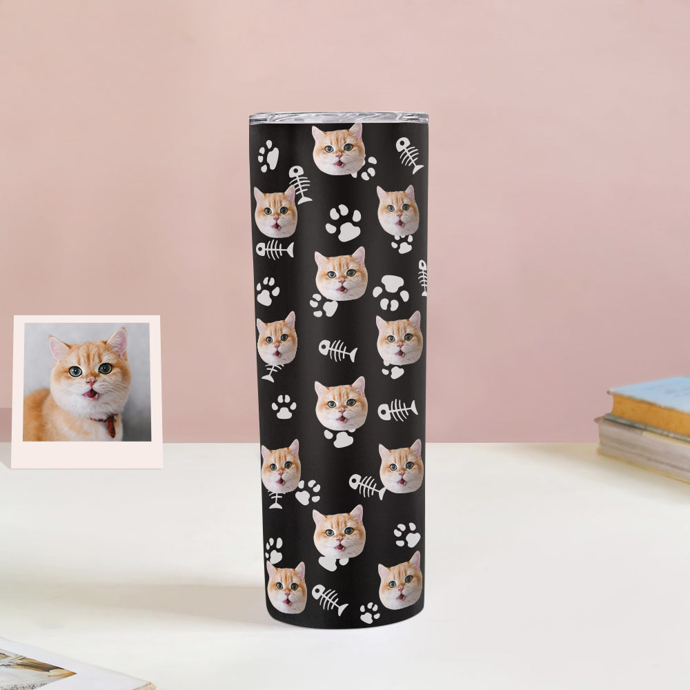 Personalisierter 0,6L Haustiergesicht Becher Individueller Hund Katze Foto Kaffeebecher Personalisierter 20oz Schlanker Edelstahlbecher