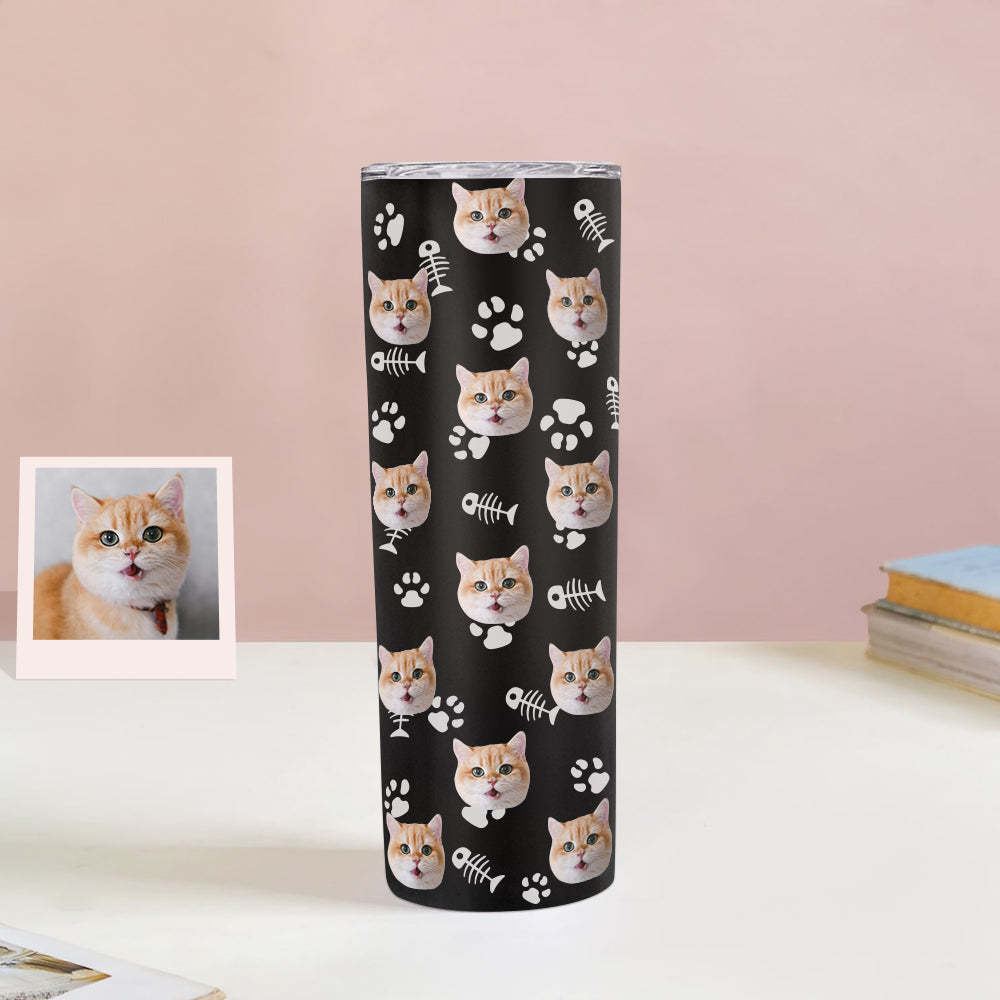 Personalisierter 0,6L Haustiergesicht Becher Individueller Hund Katze Foto Kaffeebecher Personalisierter 20oz Schlanker Edelstahlbecher