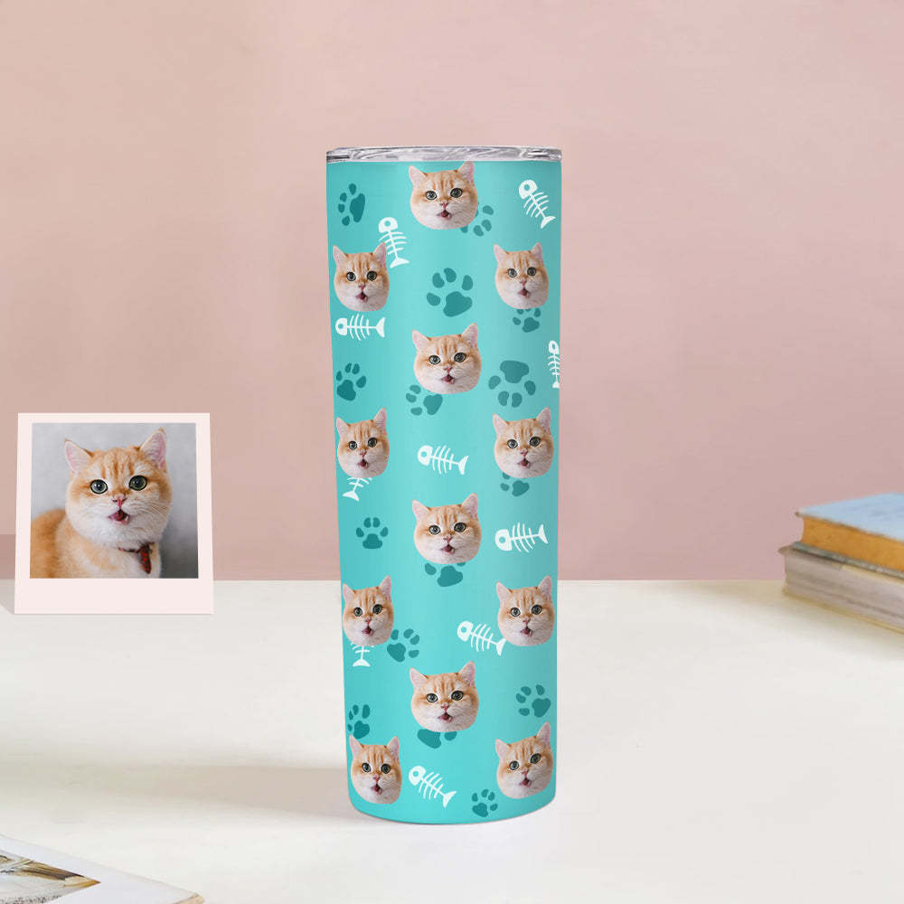 Personalisierter 0,6L Haustiergesicht Becher Individueller Hund Katze Foto Kaffeebecher Personalisierter 20oz Schlanker Edelstahlbecher
