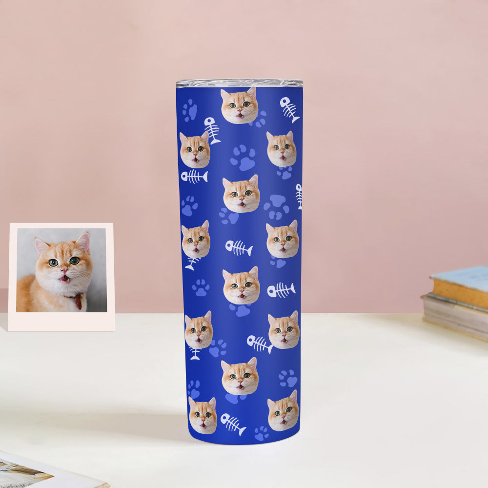Personalisierter 0,6L Haustiergesicht Becher Individueller Hund Katze Foto Kaffeebecher Personalisierter 20oz Schlanker Edelstahlbecher