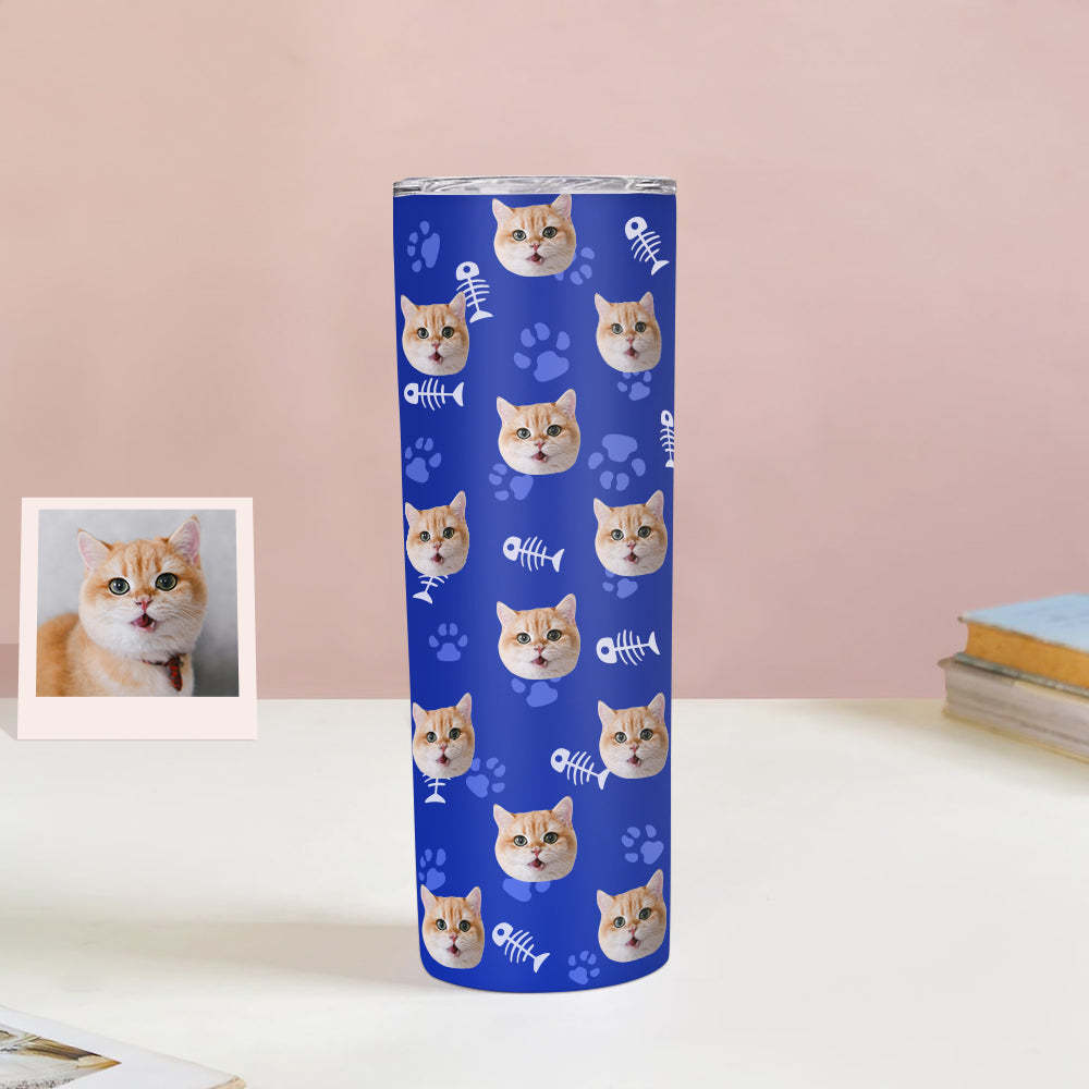 Personalisierter 0,6L Haustiergesicht Becher Individueller Hund Katze Foto Kaffeebecher Personalisierter 20oz Schlanker Edelstahlbecher