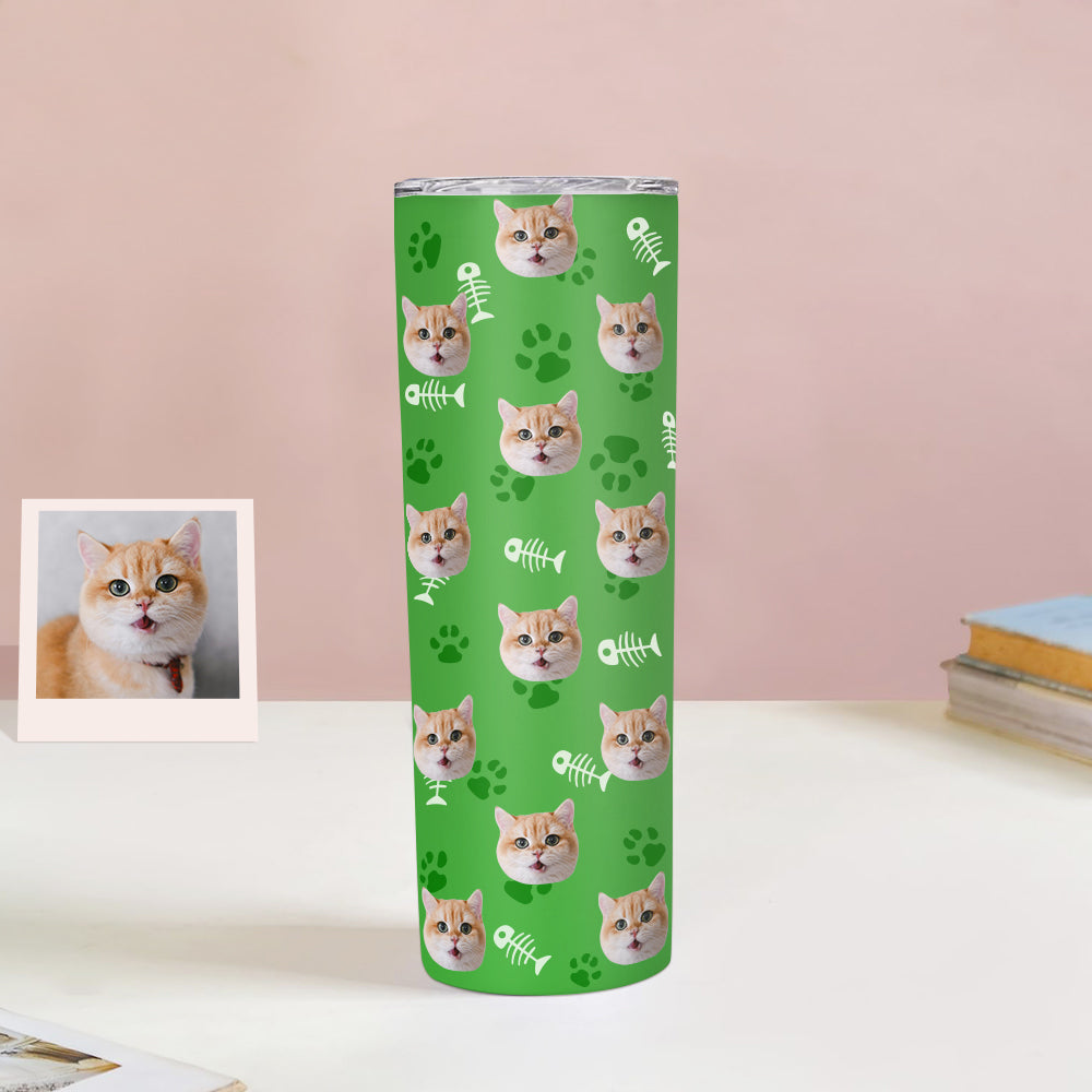 Personalisierter 0,6L Haustiergesicht Becher Individueller Hund Katze Foto Kaffeebecher Personalisierter 20oz Schlanker Edelstahlbecher