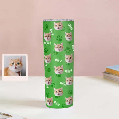 Personalisierter 0,6L Haustiergesicht Becher Individueller Hund Katze Foto Kaffeebecher Personalisierter 20oz Schlanker Edelstahlbecher