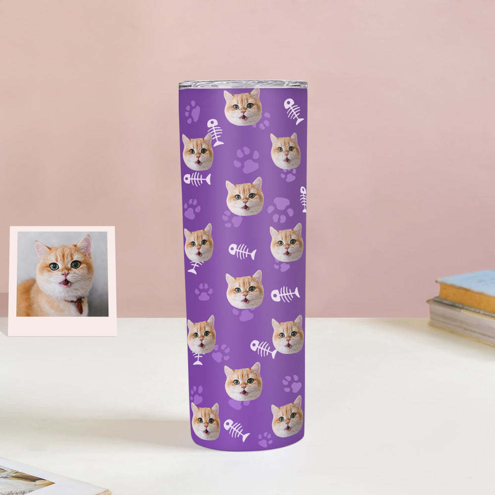 Personalisierter 0,6L Haustiergesicht Becher Individueller Hund Katze Foto Kaffeebecher Personalisierter 20oz Schlanker Edelstahlbecher