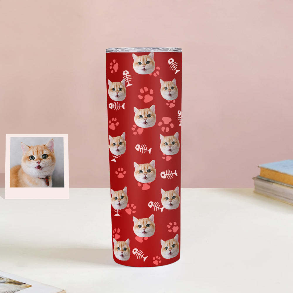 Personalisierter 0,6L Haustiergesicht Becher Individueller Hund Katze Foto Kaffeebecher Personalisierter 20oz Schlanker Edelstahlbecher