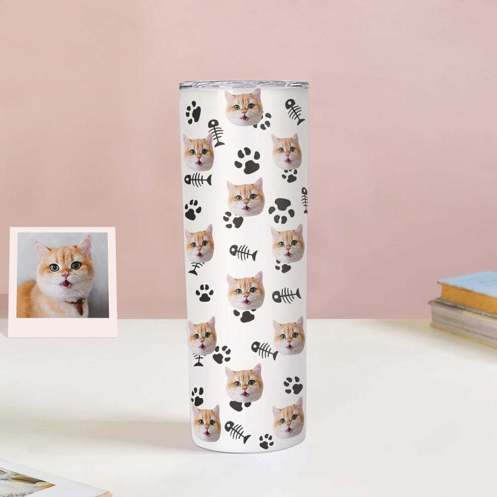 Personalisierter 0,6L Haustiergesicht Becher Individueller Hund Katze Foto Kaffeebecher Personalisierter 20oz Schlanker Edelstahlbecher