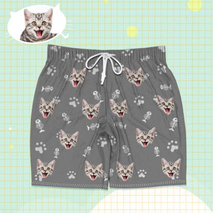 Personalisierte Katzen Gesicht Kurzarm Pyjamas Custom Katzen Foto Pyjamas Katzen Pyjamas