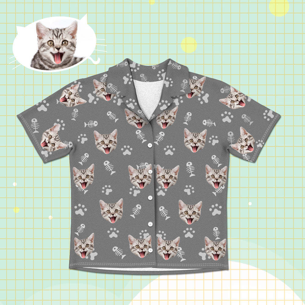 Personalisierte Katzen Gesicht Kurzarm Pyjamas Custom Katzen Foto Pyjamas Katzen Pyjamas
