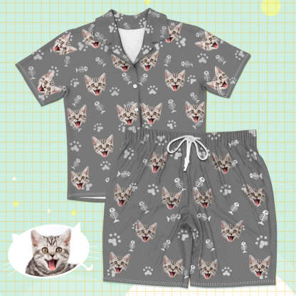 Geschenk Für Katzenliebhaber Lustige Geschenke Foto Geschenke Für Katzenmütter Custom Katzen Gesicht Kurzarm Pyjamas