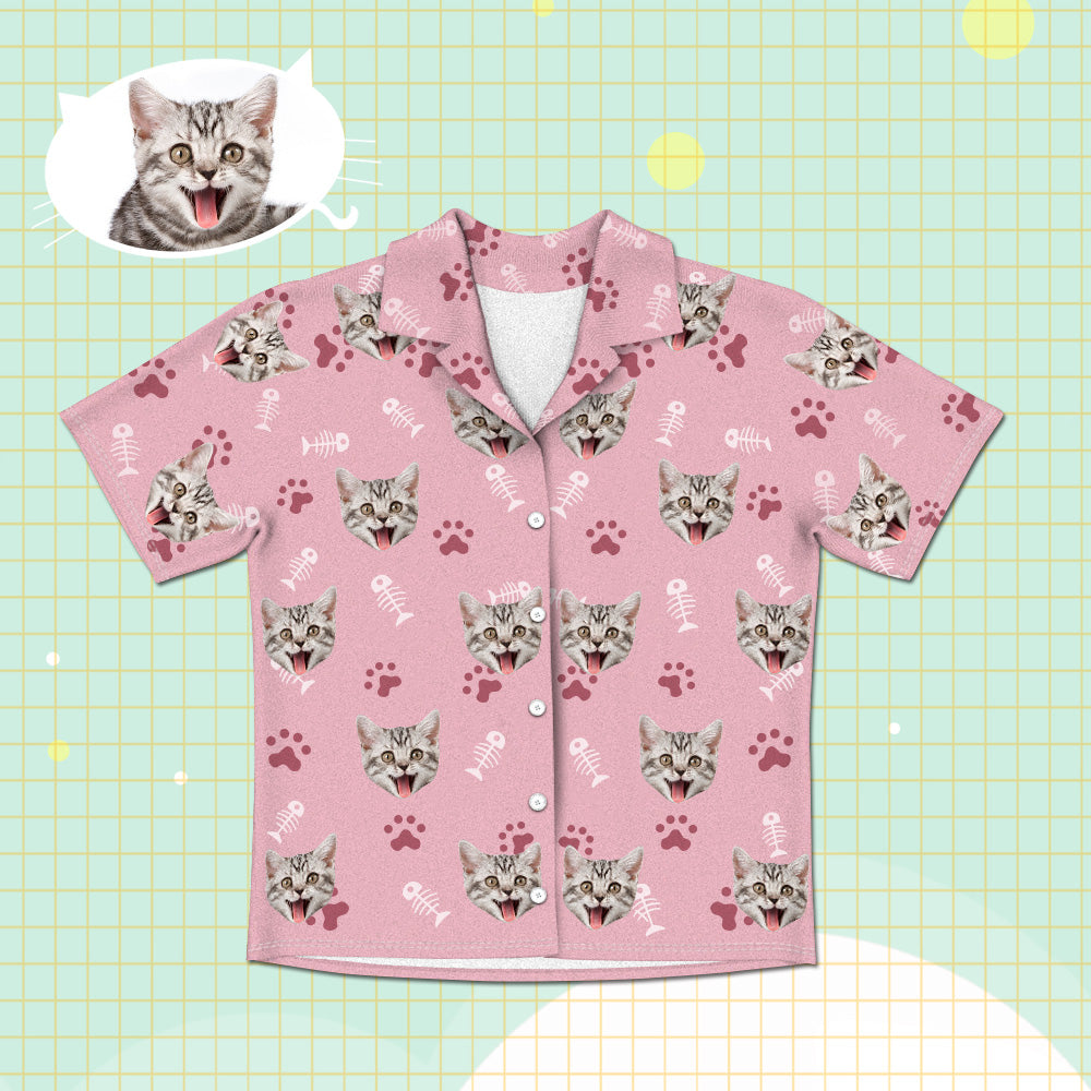 Personalisierte Katzen Gesicht Kurzarm Pyjamas Custom Katzen Foto Pyjamas Katzen Pyjamas