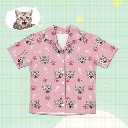 Personalisierte Katzen Gesicht Kurzarm Pyjamas Custom Katzen Foto Pyjamas Katzen Pyjamas